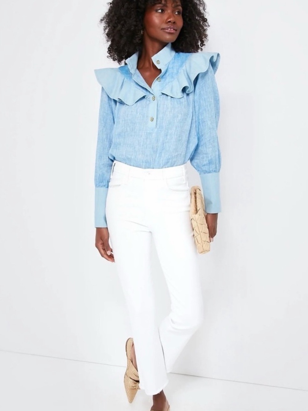 NWT Tuckernuck Chambray Linen Mirabella Blouse Size XS